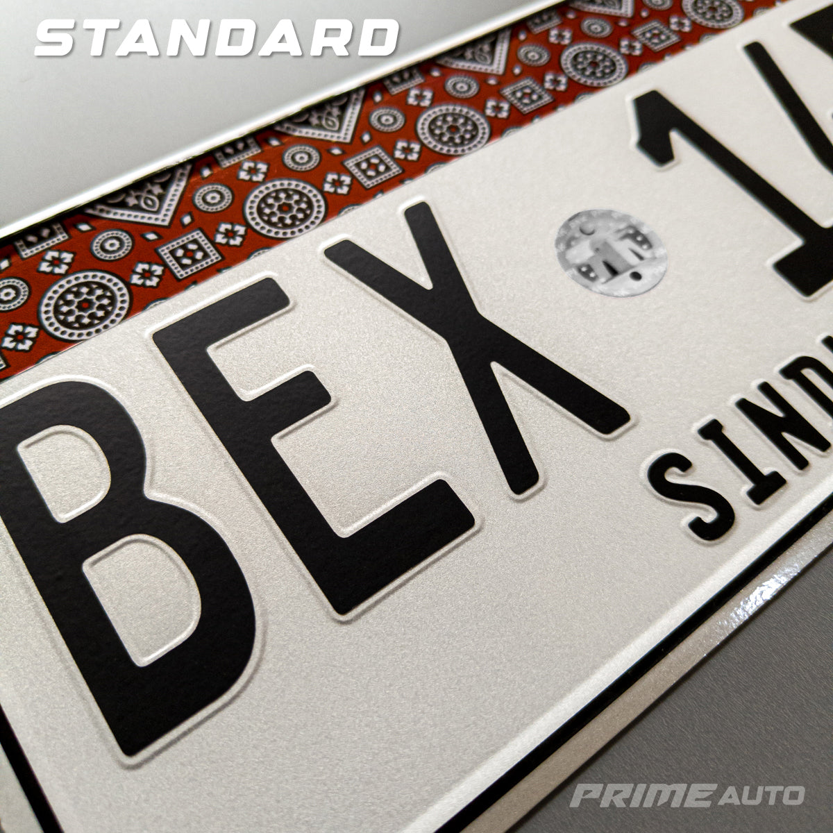 New Sindh Ajrak embossed car number plate standard