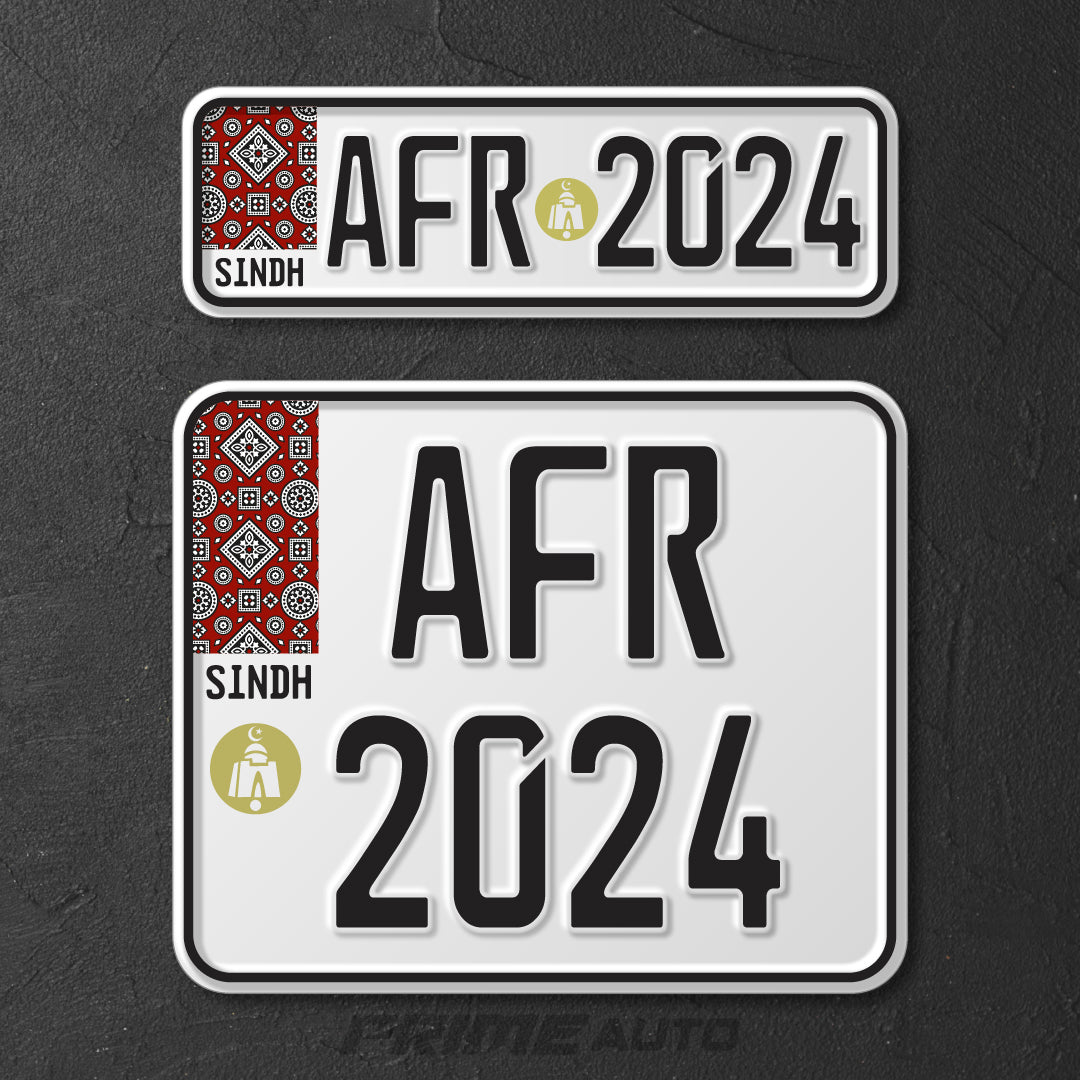 New embossed sindh ajrak bike number plate main