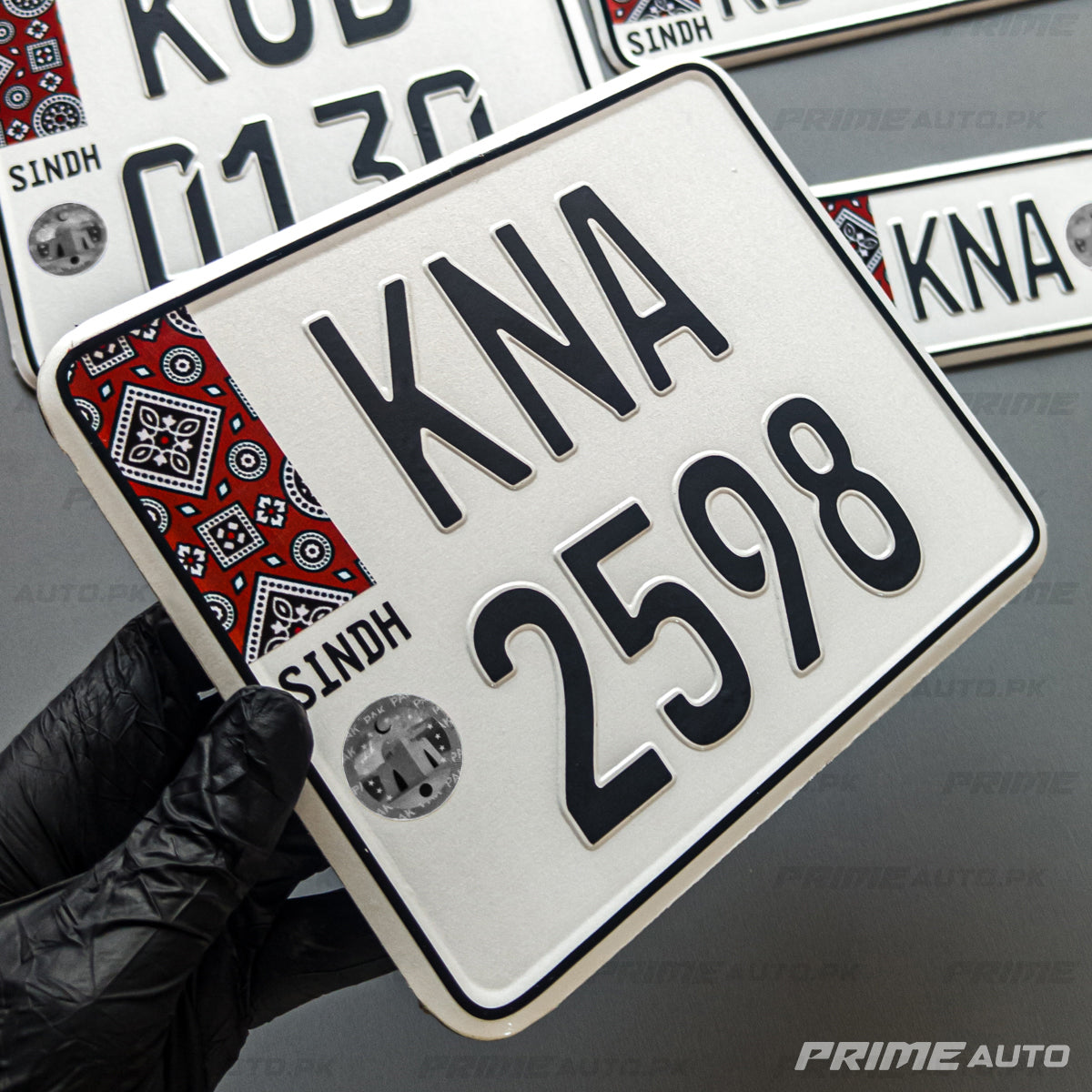 New embossed sindh ajrak bike number plate rear