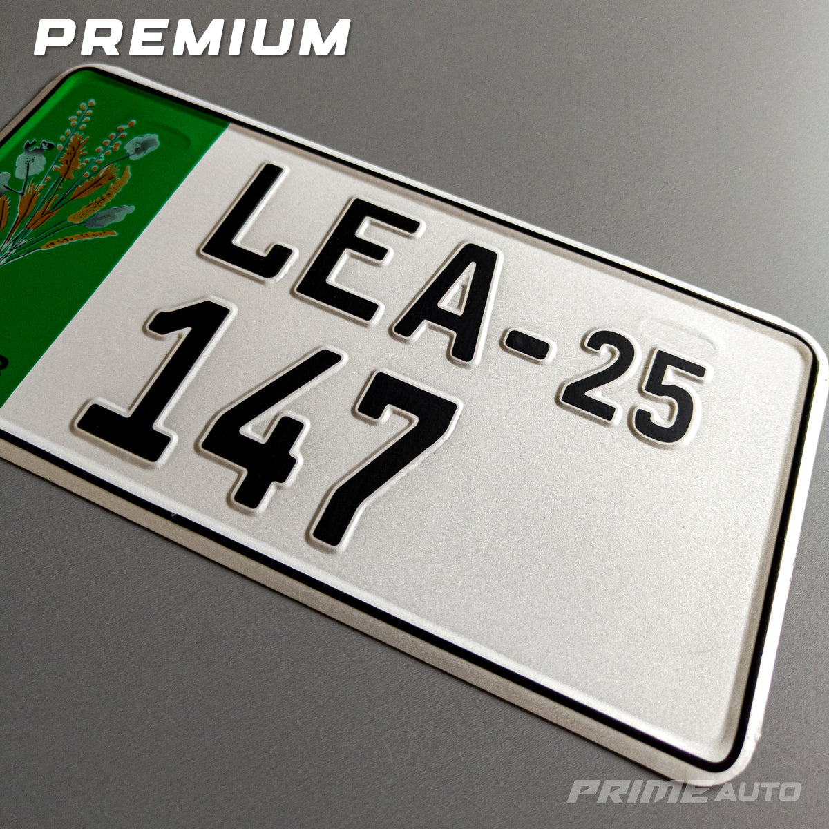 Old Punjab embossed Number plate premium variant closeup