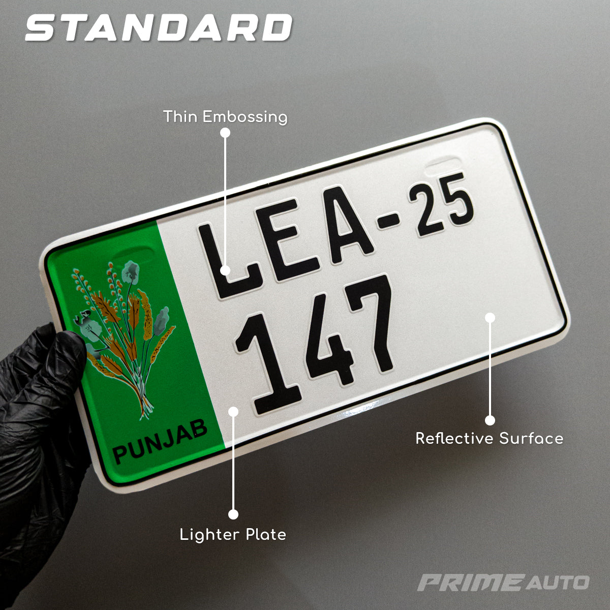 Old Punjab embossed standard Number plate features