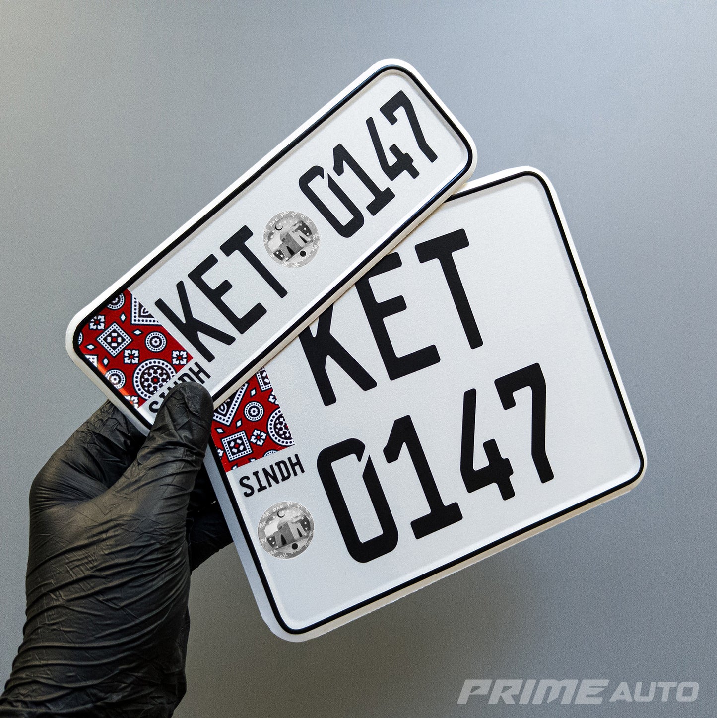 Simple Sindh Ajrak Number Plate - Bike