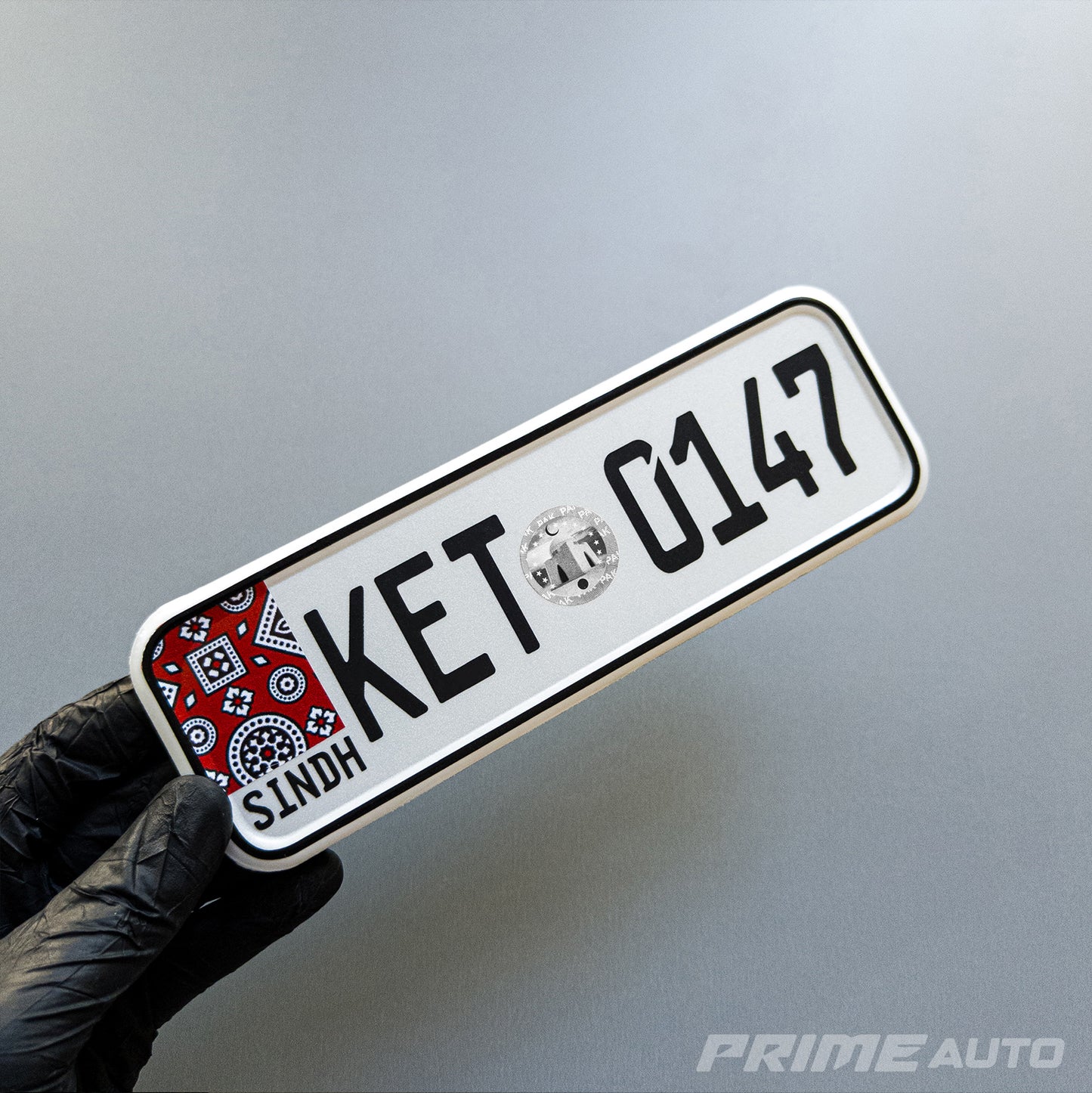 Simple Sindh Ajrak Number Plate - Bike