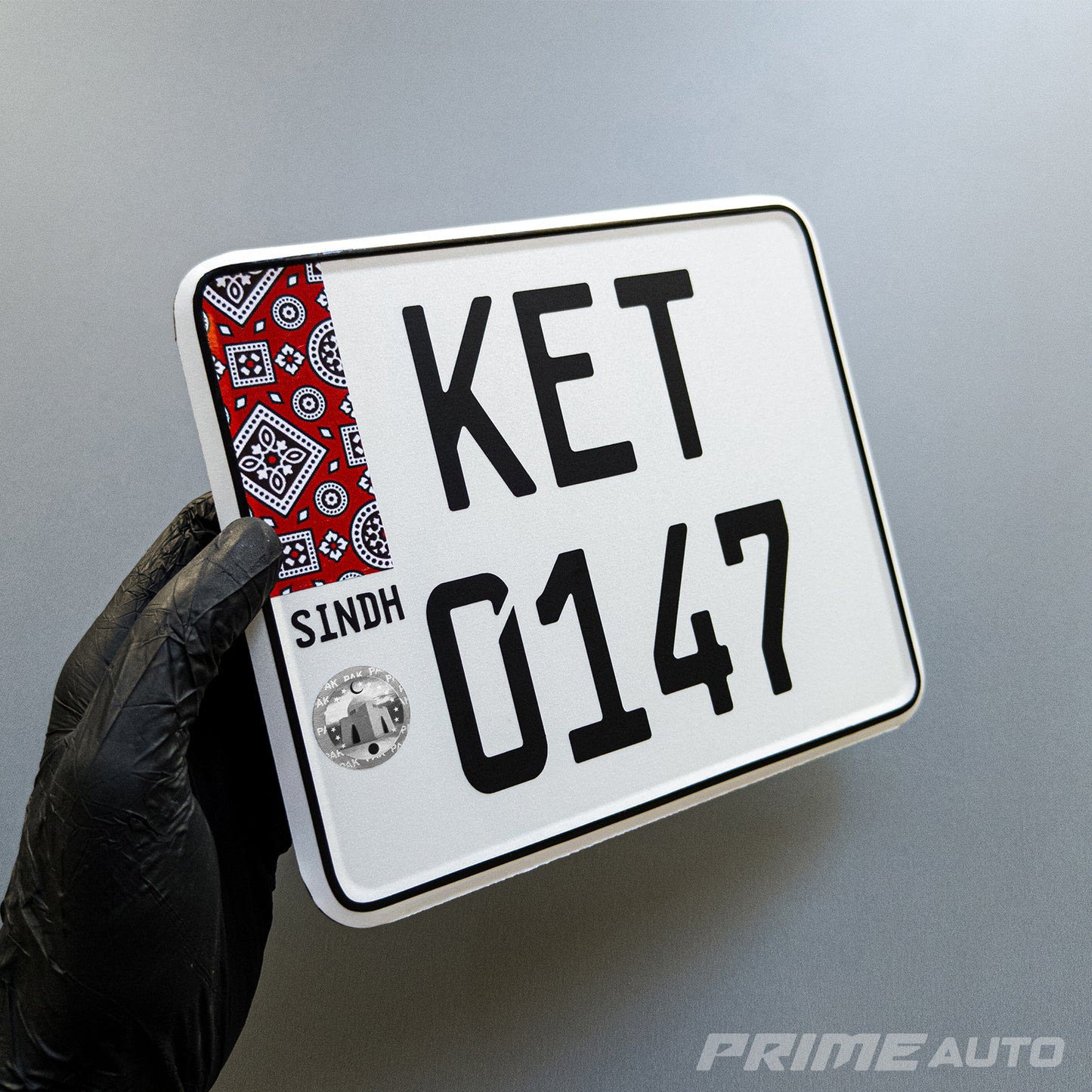 Simple Sindh Ajrak Number Plate - Bike