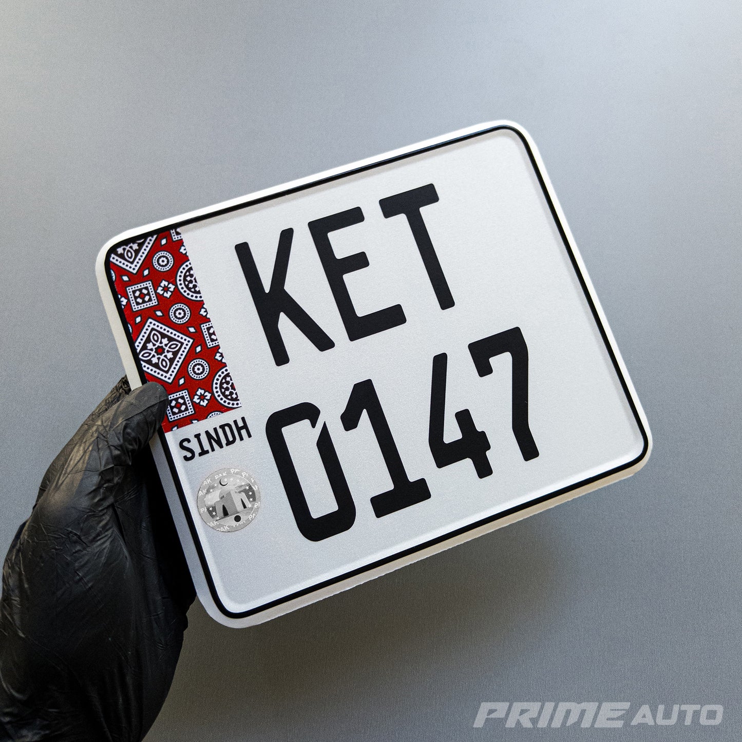 Simple Sindh Ajrak Number Plate - Bike