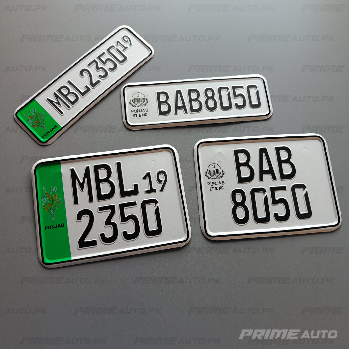 embossed punjab old bike number plate top down