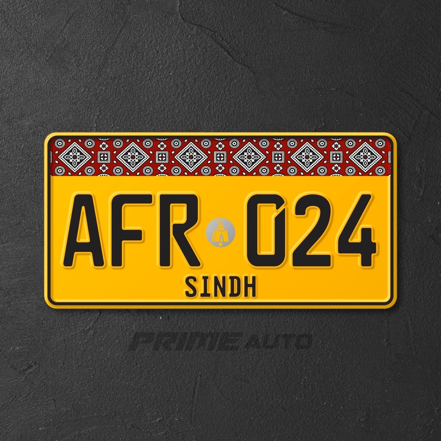 Sindh Yellow Ajrak Number Plate