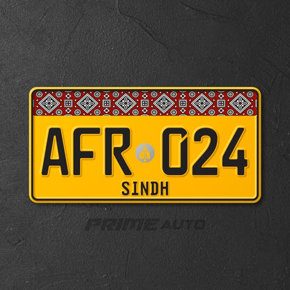 Sindh Yellow Ajrak Number Plate