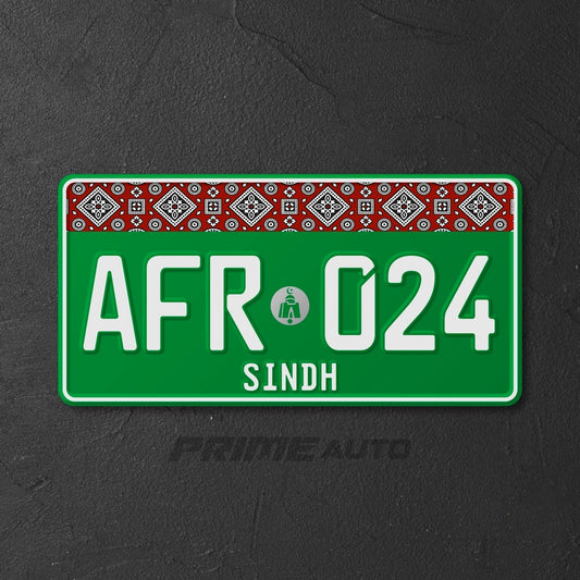 Sindh Green Ajrak Car Number Plate