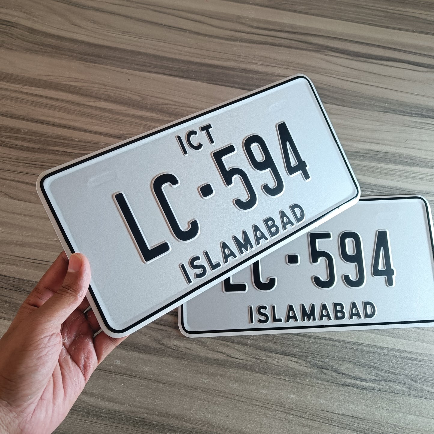 Islamabad old design embossed number plate