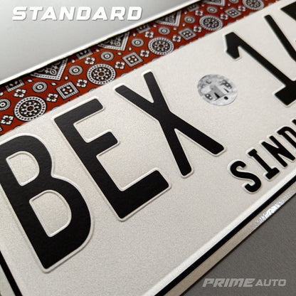 New Sindh Ajrak embossed car number plate standard