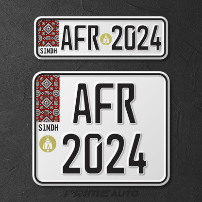 New embossed sindh ajrak bike number plate main