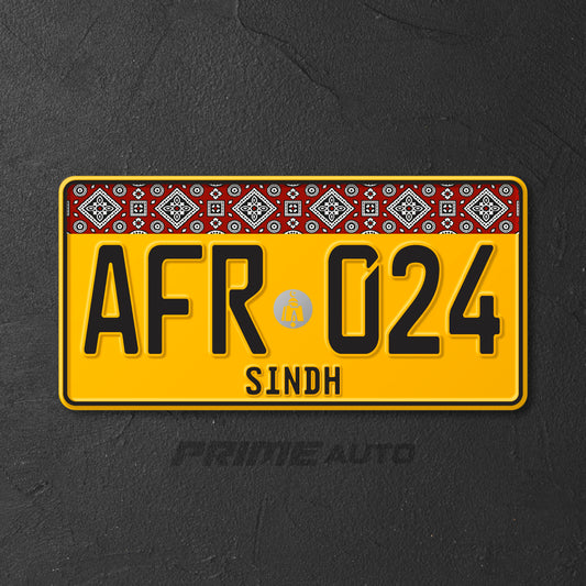 Sindh Ajrak yellow car number plate main poster