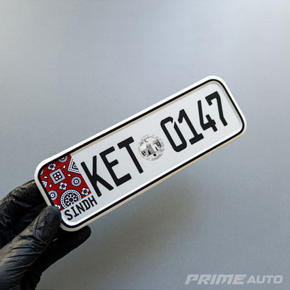 Simple Sindh Ajrak Number Plate - Bike