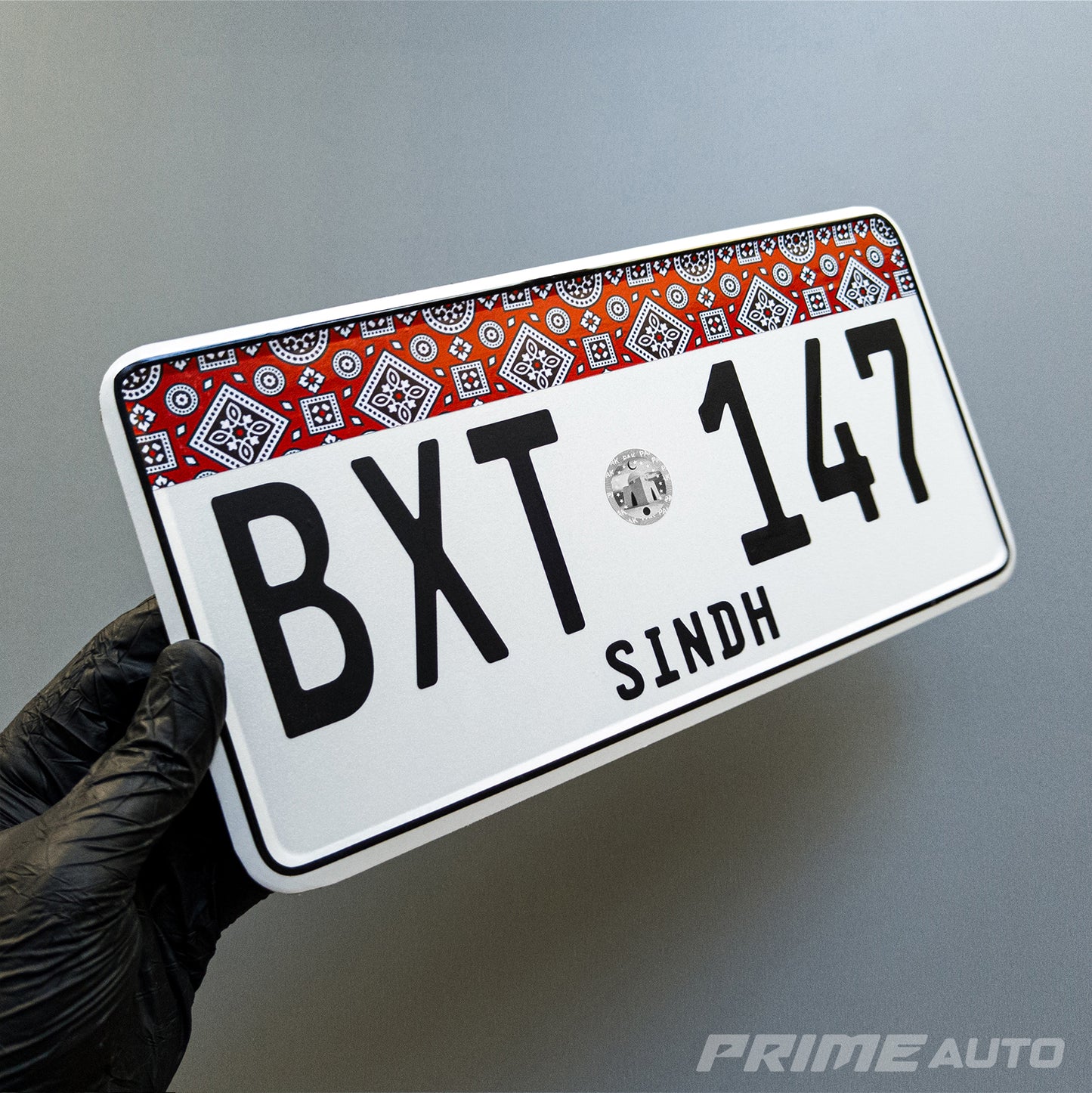 Simple Sindh Ajrak Number Plate - Car