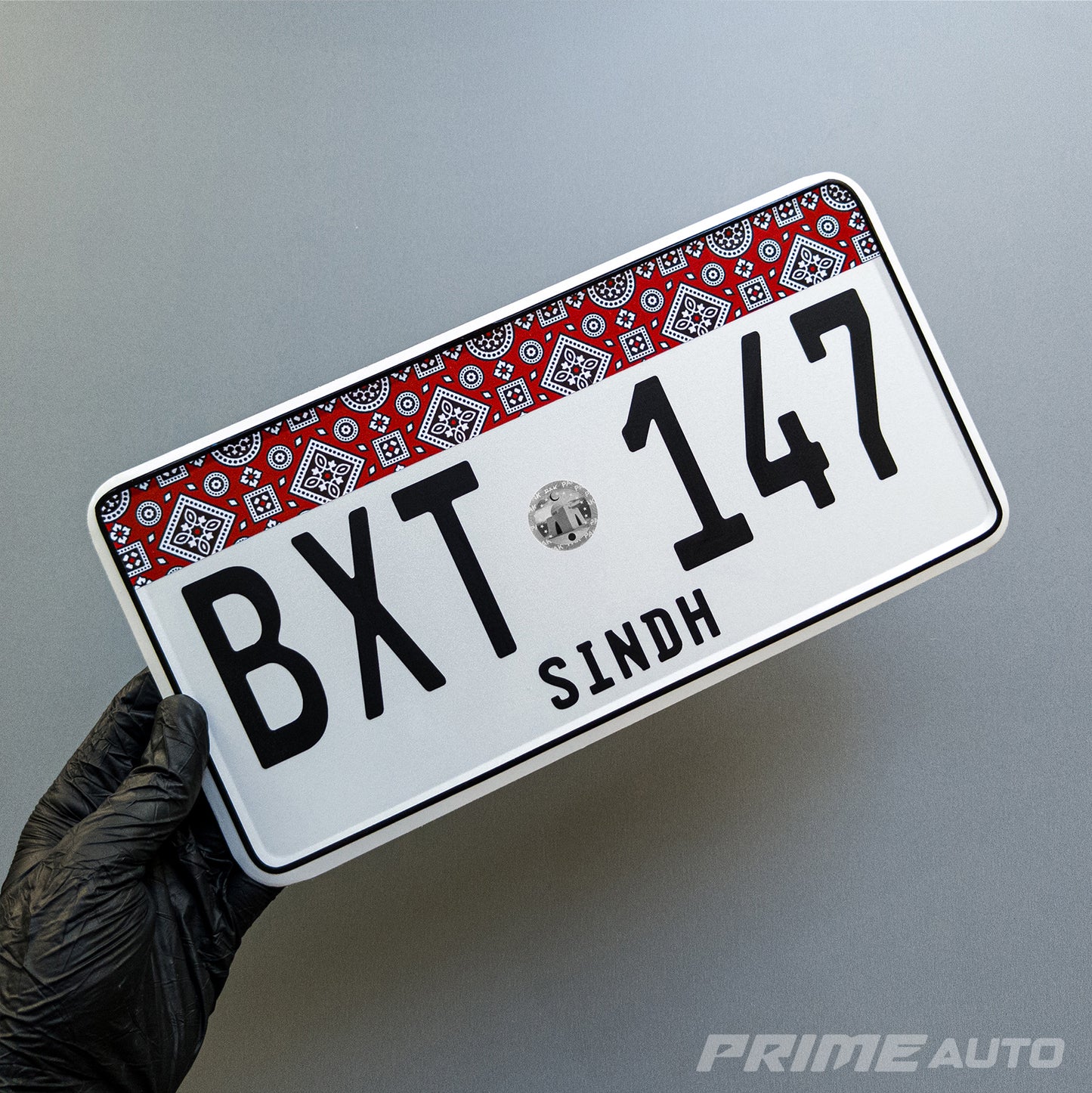 Simple Sindh Ajrak Number Plate - Car